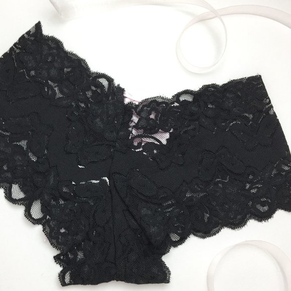 NWT Cheeky Low-V Eyelet Floral Lace Boy Shorts - Picture 5 of 8